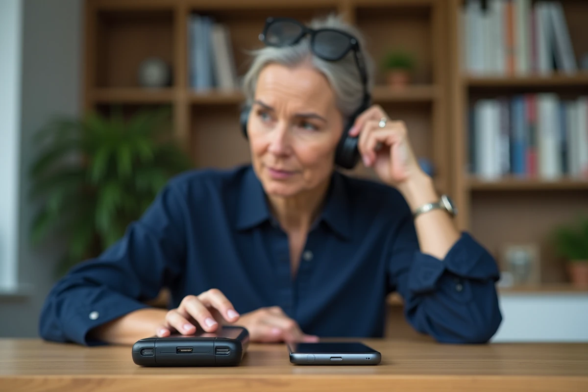 Comparaison Samsung E250 et smartphone moderne sur un bureau de travail
