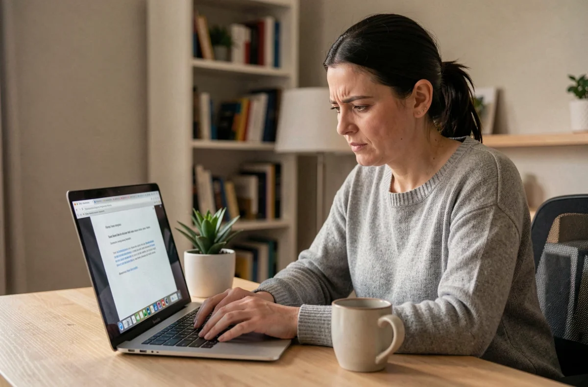 Femme devant un ordinateur portable rencontrant une erreur de format vidéo non reconnu