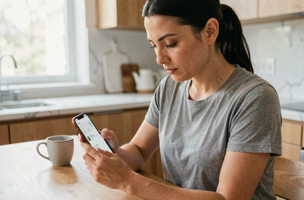 Femme consultant les fichiers de son smartphone Android avant de vider la corbeille