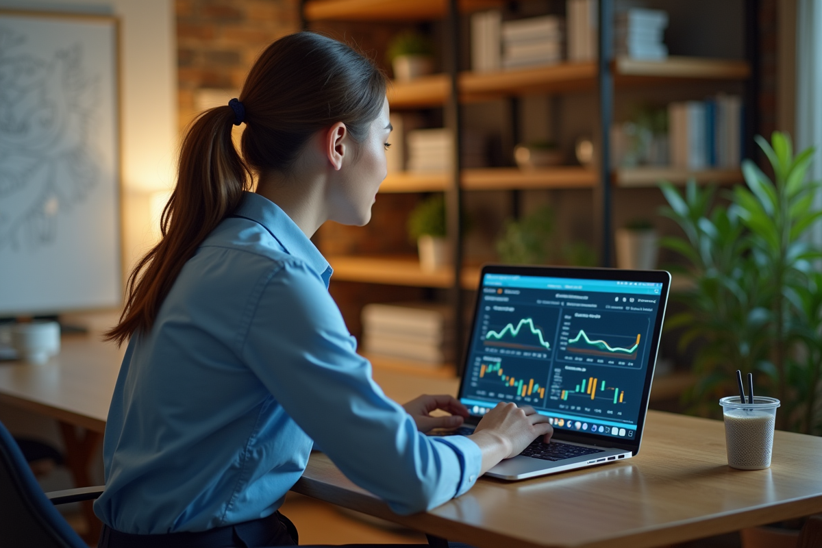 Jeune femme en tenue casual lors d