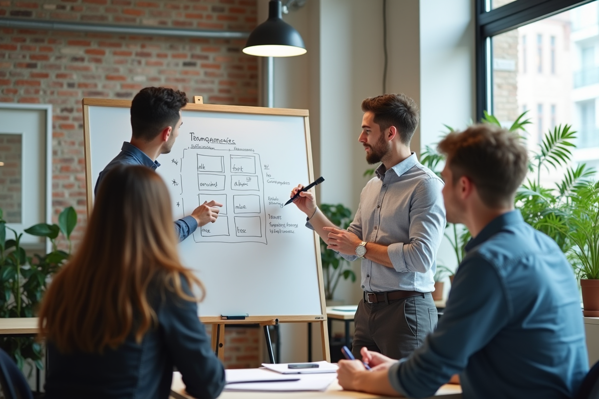 Groupe de jeunes adultes collaborant autour d