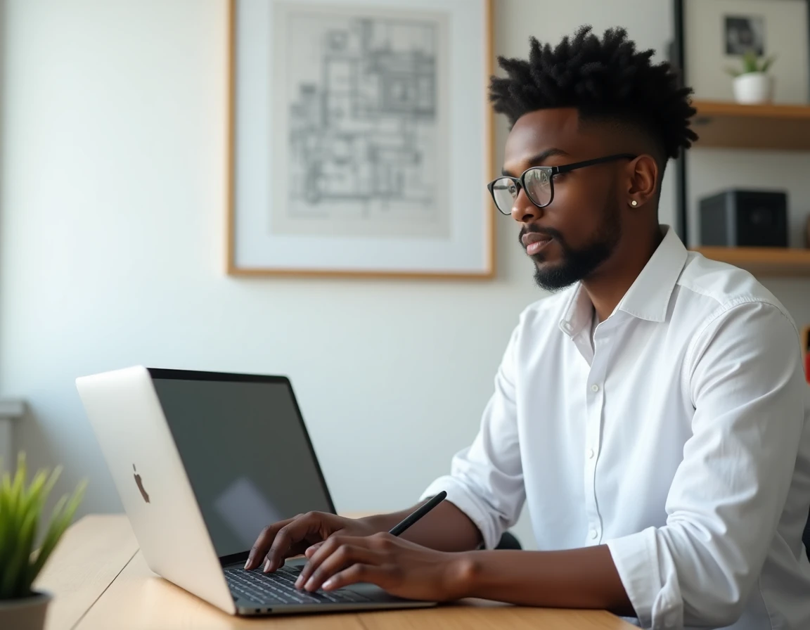 Personne au bureau comparant un MacBook 13 pouces et une tablette grand format pour le travail créatif