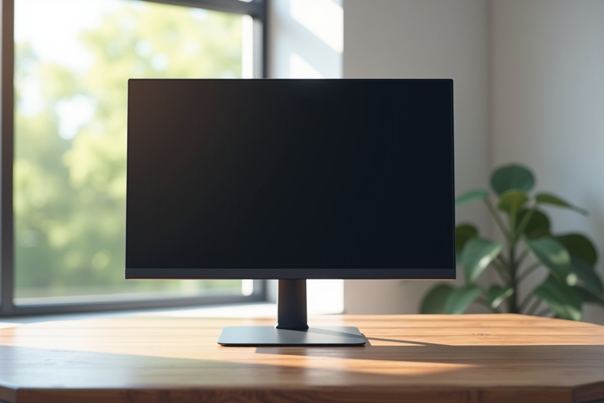 Moniteur 2160p sur bureau moderne lumineux