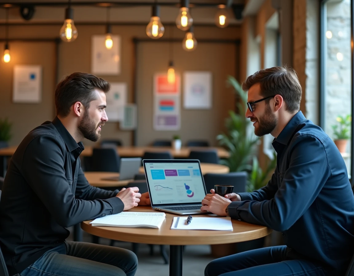 Un développeur de Wess Soft accompagnant un porteur de projet startup autour d'un développement sur mesure en espace de coworking
